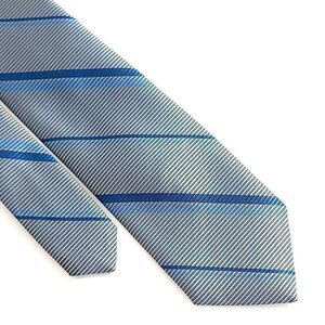 Harvard Gray Blue‎ Woven Short Skinny Striped Silk Tie